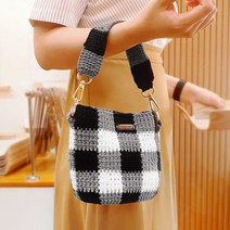 털실나라 DIY 트리플 체크 미니백 코바늘 동영상패키지, R13중그레이2볼+L15블랙1볼+R25화이트1볼