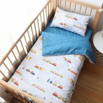 Emenpy 100% 면 아기 침대 침구 세트 남아 여아용 3피스 아기 침대 리넨 이불 커버 매트리스 커버 베개 커버 아기방 장식 충전재 없음(핑크), Navy