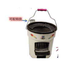 드럼통화덕 가마솥 아궁이 숯불 피우기 훈제 그릴, 난로 + 웍 + 50cm 굴뚝