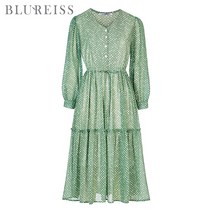 [블루레이스] 도트패턴티어드롱원피스_B2S1OP3061