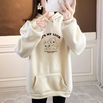 스타일아유 여성 기모 후드 MY LUCK 레터링 티셔츠 맨투맨 루즈핏 오버핏 긴팔 후드티 11컬러 [노마진]
