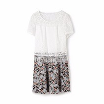 반팔레이스원 HH0A0138 우아한 패치워크 하이웨이스트 날씬해 보이는 원피스 전문점 여성의류 614 2296533792