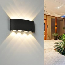 led 벽 램프 야외 방수 벽 조명 벽 실내 램프 홈 계단 침실 침대 옆 욕실 복도 조명 rf18, 12w 흰색, 따뜻한 흰색(2700-3500k)
