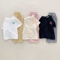 [아이엠]삐죽 자수 베이비 상하복 세트 반팔 티셔츠 배기 팬츠 바지