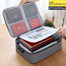 문서 보관 가방 홈 오피스 주최자 파일 폴더 티켓 신용 카드 인증서 핸드백 주최자 액세서리 용품, 회색 2 단 자물쇠