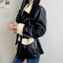 [비위치] 양털 무스탕 벨트 점퍼 자켓