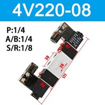 피팅밸브 솔레노이드 밸브 4V22008 공기 5 방향 2 위치 14 "공기 공압 제어 이중 코일 DC12V 24V AC22, 01 4V220-08_03 AC110