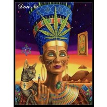 고대 이집트 그림 다이아몬드 자수 모자이크 여왕 Cleopatra 벽 그림 라인 석 크리스탈 퍼즐 쥬얼리 크로스, [01] 25X20cm Round, 07 hgaj6