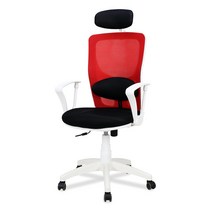 머핀 올 메쉬의자 컴퓨터 학생 공부 책상 사무실 회의실 사무용 편안한 의자, 머핀 메쉬의자+요추쿠션, 화이트/레드