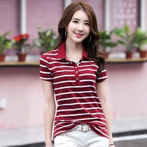 COOREENA SS-20 여성티셔츠 여성반팔티셔츠 여성스트라이프티셔츠 여자티셔츠 여성반팔티 여성브이넥티셔츠 여성면티셔츠 여성여름티셔츠 여성반팔카라티 여성반팔