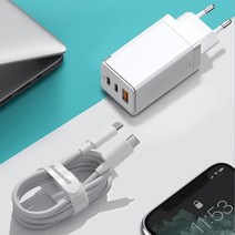 65W GaN2 Pro 충전기+100W 타입C 케이블, 하양