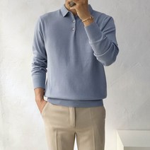남자 부드러운 캐시 스판 단추 헨리 카라넥 니트