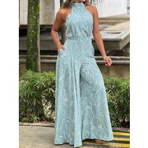 고급 수입 오프 숄더 점프수트 패션 와이드 레그 팬츠 숙녀용 여름 캐주얼 2023