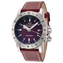 글라이신 남성 에어맨 사파이어 1023 쿼츠 GMT 스위스제 브라운 가죽 시계 42mm