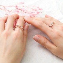 라헨느 14KGP 로즈골드 레이어드 큐빅 볼드 체인 패션 반지