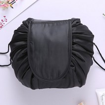 거울 대형화장품 정리대 아크릴 서랍장 팬트리반투명 서랍 여성 drawstring 화장품 가방 여행 스토리지 메이크업 가방 주최자 여성 메이크업 파우치 휴대용 방수 세면 용품, 검은색