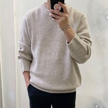 라운지21 남자 오버핏 캐시 터치 하찌 라운드 니트