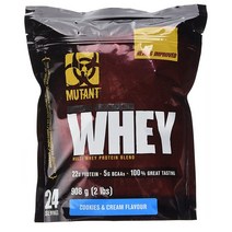 MUTANT 뮤탄트 웨이 유청 단백질 프로틴 머슬 빌딩 파우더 가루 쿠키 앤 크림 Whey Protein Powder 908g, 1세트