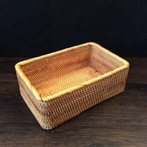 라탄바구니 라탄수납함 라탄보관상자피크닉바구니 라탄정리함 라탄수납 수납바구니 리빙박스, 1 개, 25x16.5x9cm