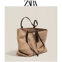 자라 ZARA 캔버스 인조쎄무 토트백 숄더백