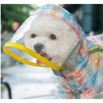 베이비망고몰 애견 강아지 체크 레인코트 우비, 핑크