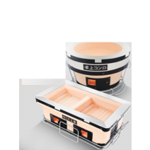 이자카야 소형 화로 일식 혼술 미니그릴 1인 바베큐, 실버 및 블랙 스틸 브래킷 원형 - 기본형