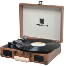 포터블 브라운 블루투스 LP턴테이블 USB AUX 라디오 엘피 레코드판 음반 플레이어 휴대용, 벤타샵상품선택
