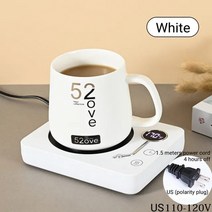 머그워머 머그컵 인덕션 스마트 커피 컵 워머 전기 가열 코스터 우유 차 물용 3 단 기어 온도 설정 타이밍 오프 머그 워밍 패드, 1.white US