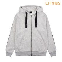 리트머스 공용 소매 후드 프린팅 후드집업 멜란지그레이