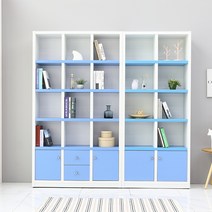 나산가구 수납 1200 책장, 블루화이트