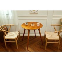 유노이아 티테이블 거실테이블 카페테이블 600*600, 원형 (월넛) (원목다리 : 700mm)