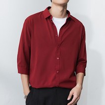 남자 구김없는 여름 오버핏 7부 셔츠 7컬러