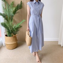 요시아나 [세일] [당일발송] 스트라이프 캡소매 셔츠 원피스 -3컬러