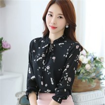 마이네임이즈 파운더스 블라우스 여성 패션 플로랄 탑 및 가을 긴 소매 셔츠 프린트 쉬폰