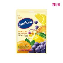 해태 썬키스트 사탕 세가지 과일맛 (레몬+오렌지+포도) 캔디 125g 대용량, 3봉