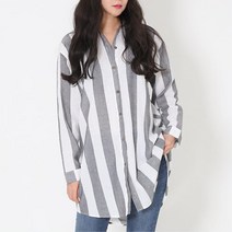 여성 연구원룩 넓은스트라이프 박스남방 셔츠코디