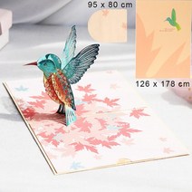 초대장 카드 3D 팝업 생일 축하 인사말 초대 카드 해피 어머니 아버지 날 사랑 엄마 아빠 장미 꽃 부활절, 02 Hummingbird