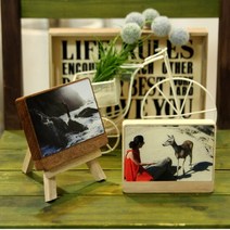 고급 원목 납골당 추모 액자(가로형) 미니 봉안당 꾸미기 영정사진 인화 제작, 고무나무, 75x50mm