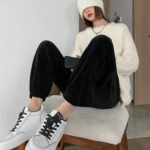 에잇티즈 따뜻한 일상룩 면 혼방 골지 안감 보들 촉감 보온 기모 트레이닝 팻치 디테일 죠거 팬츠
