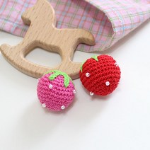 [원단쟁이] 1개-뜨개와펜 진주달린 뜨개딸기(2컬러) E2, 핑크