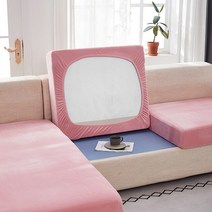 탄성 벨벳 소파 좌석 쿠션 커버 플러시 의자 커버 코너 소파 커버 가구 Seater 소파 커버 거실, 분홍색, L자형