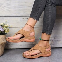 올라 여름 여성 스트랩 샌들 여성 플랫 오픈 토 솔리드 캐주얼 신발 로마 웨지 가죽 끈