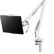 [4세대 충전일체형] 스톤힐 핸드폰 태블릿 거치대 [자유조절], 화이트, 1개