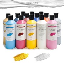 아크릴물감 대용량 500ml 지누아트 전문가용 아크릴물감세트 푸어링아트, 레몬