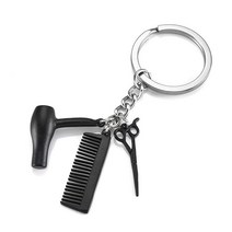 JOVIVI 3 In 1 패션 미용사 헤어 드라이어 가위 빗 참 펜던트 키체인/목걸이 - 완벽한 살롱 소유자 또는 헤어 스타일리스트 선물