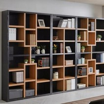 벽책장 책장선반 낮은책꽂이 H6263 풀세트 7colors 거실 좁은 수납함, 블랙아카시아