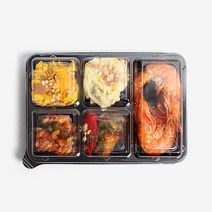 더팩 직사각 5칸 반찬용기 배달용기 100개 600개, 1개