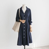 오슈 여성 우아한 분위기 연출 트렌치 핀턱 롱원피스