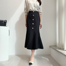 [자체제작] 금장 머메이드 인어라인 롱 스커트 2color