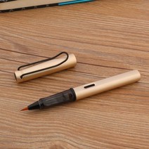 서예붓 세트 황모필 민화붓 고급 자세 교정 금속 분수 스타일 족제비 머리 서예 작은 일반 스크립트 서명 브러시 펜, 샴페인